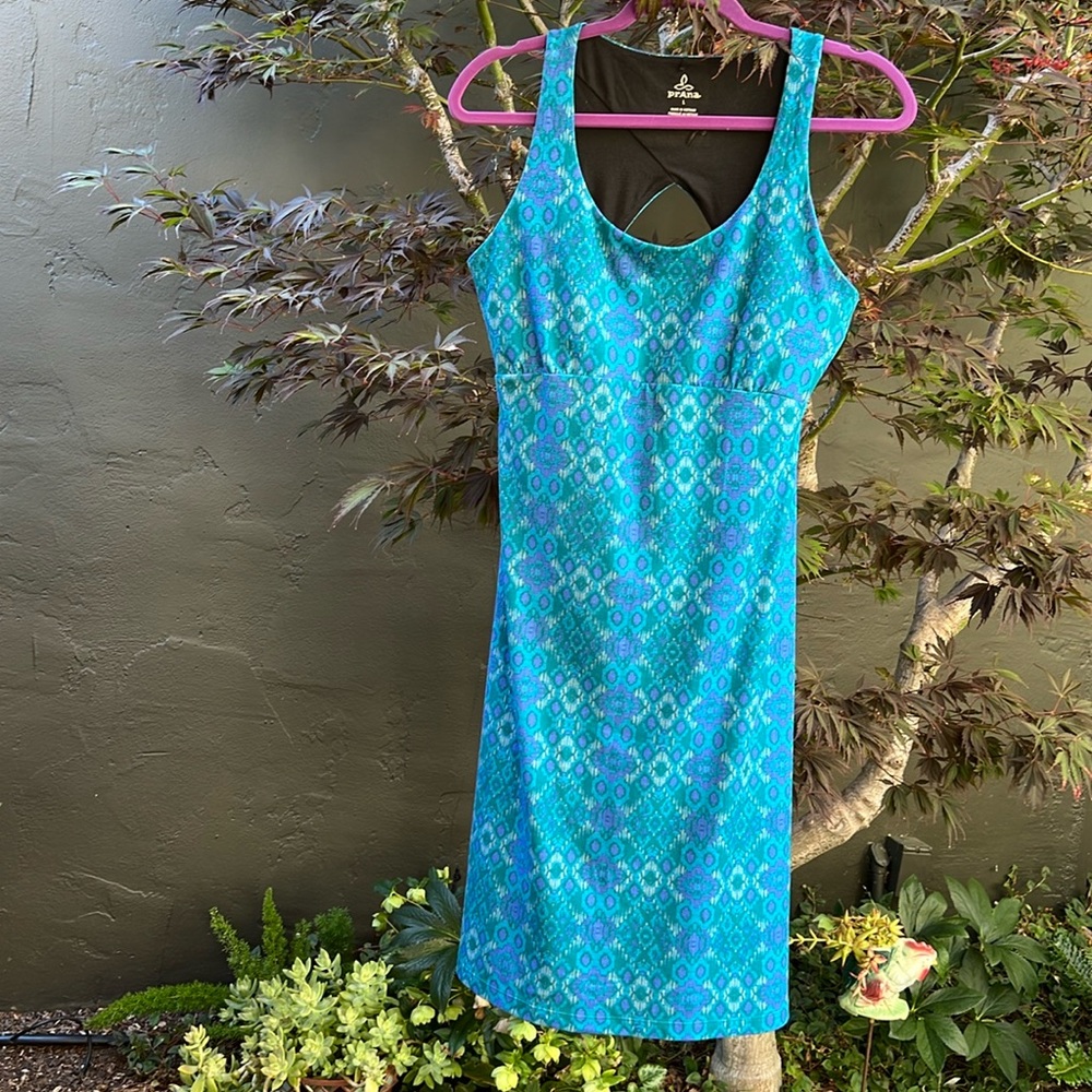 Prana Holly Dress Large in Bluebell Charmer Pattern